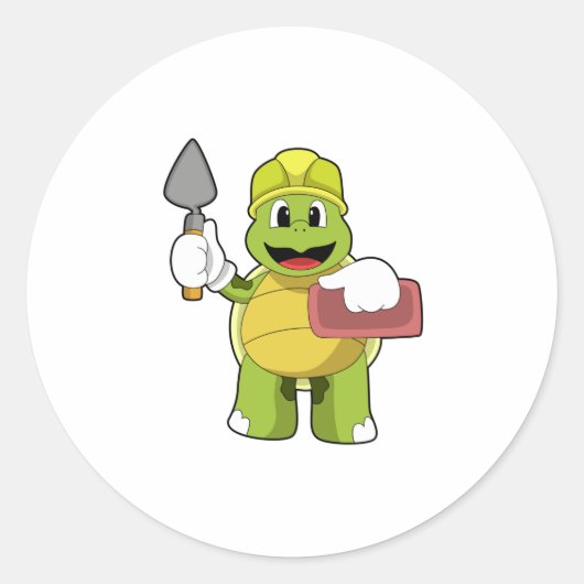 Schildkröte als Mason mit Stone Runder Aufkleber (Vorderseite)