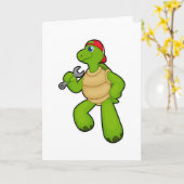 Schildkröte als Mechanik mit Schraubenschlüssel un Karte (Gelbe Blume)