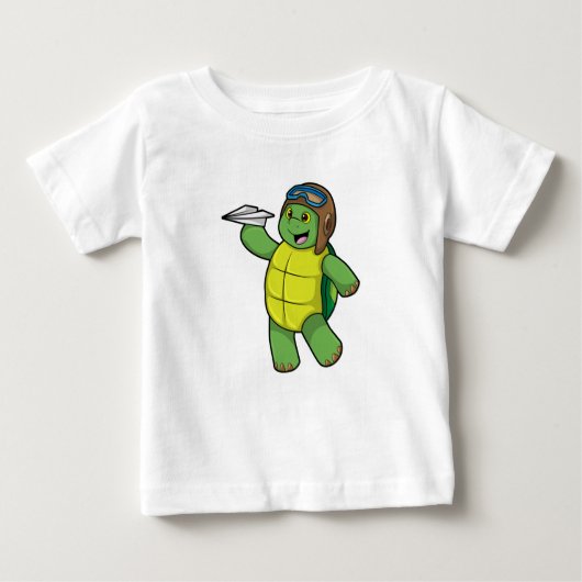 Schildkröte als Pilot mit Papier-Flugzeug Baby T-shirt (Vorderseite)