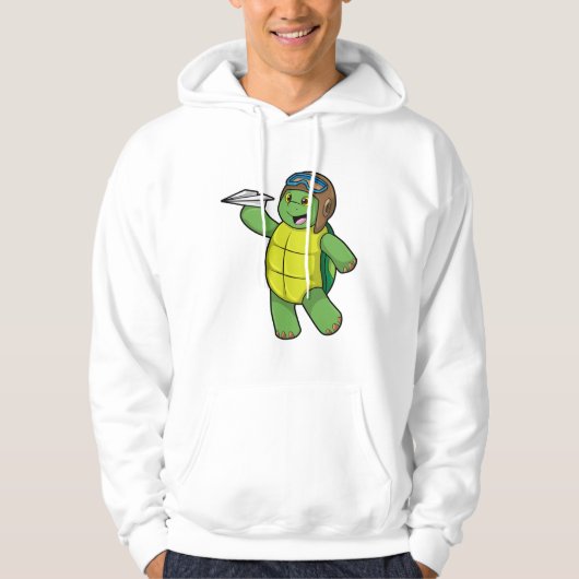 Schildkröte als Pilot mit Papier-Flugzeug Hoodie (Vorderseite)