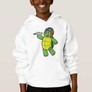 Schildkröte als Pilot mit Papier-Flugzeug Hoodie