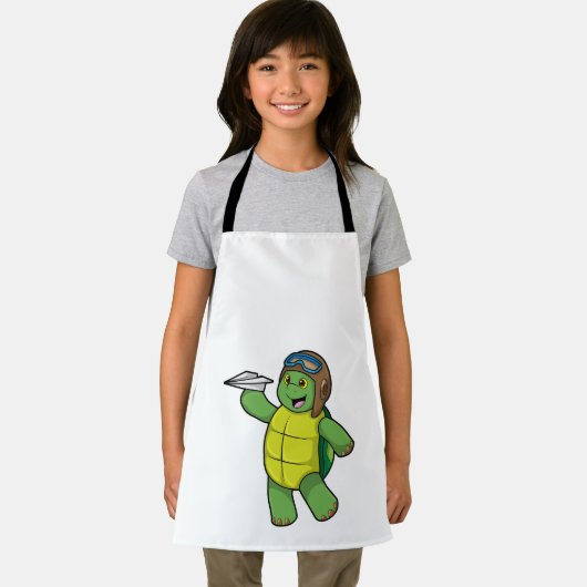 Schildkröte als Pilot mit Papier-Flugzeug Schürze (Insitu)