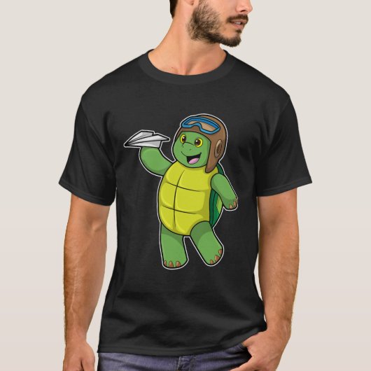 Schildkröte als Pilot mit Papier-Flugzeug T-Shirt (Vorderseite)