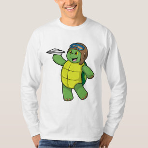 Schildkröte als Pilot mit Papier-Flugzeug T-Shirt