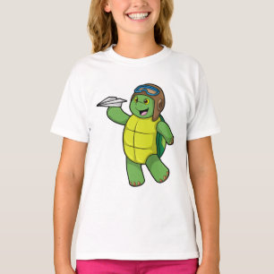 Schildkröte als Pilot mit Papier-Flugzeug T-Shirt