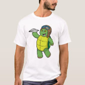Schildkröte als Pilot mit Papier-Flugzeug T-Shirt (Vorderseite)