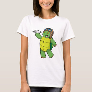 Schildkröte als Pilot mit Papier-Flugzeug T-Shirt