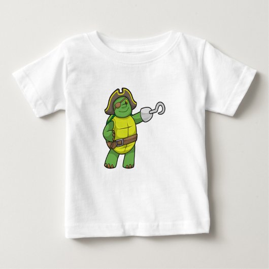 Schildkröte als Pirate mit Hooked-Hand und Augenpf Baby T-shirt (Vorderseite)