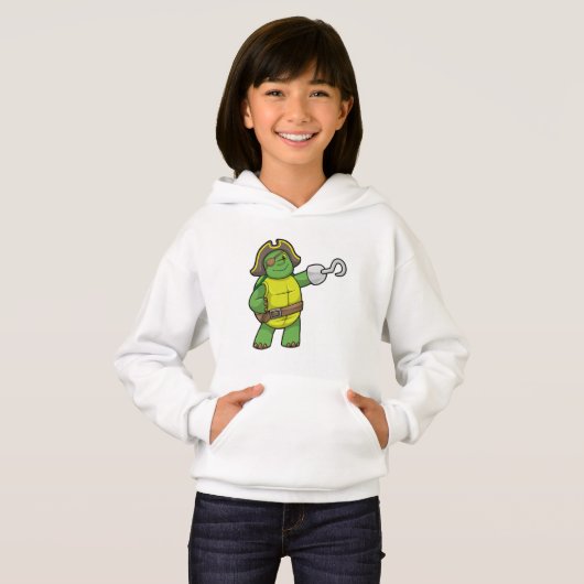 Schildkröte als Pirate mit Hooked-Hand und Augenpf Hoodie (Vorne ganz)