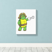 Schildkröte als Pirate mit Hooked-Hand und Augenpf Leinwanddruck (Insitu (Holzboden))