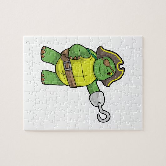 Schildkröte als Pirate mit Hooked-Hand und Augenpf Puzzle (Horizontal)