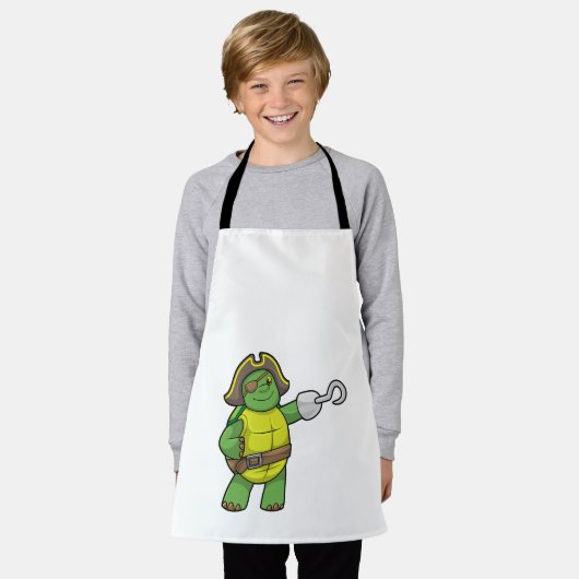 Schildkröte als Pirate mit Hooked-Hand und Augenpf Schürze (Getragen)