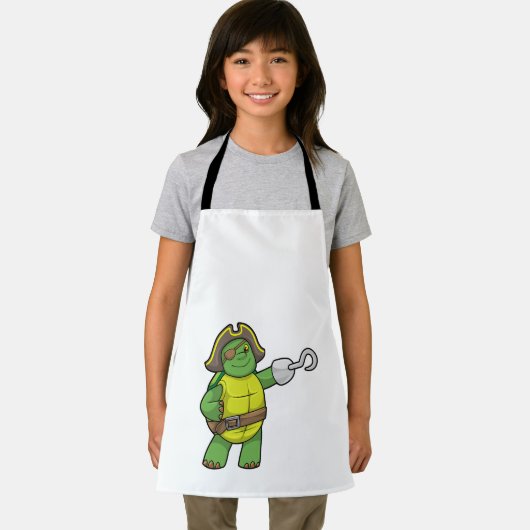 Schildkröte als Pirate mit Hooked-Hand und Augenpf Schürze (Insitu)