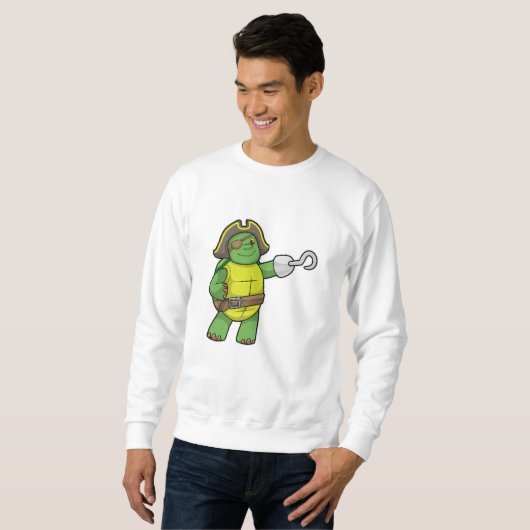 Schildkröte als Pirate mit Hooked-Hand und Augenpf Sweatshirt (Vorne ganz)