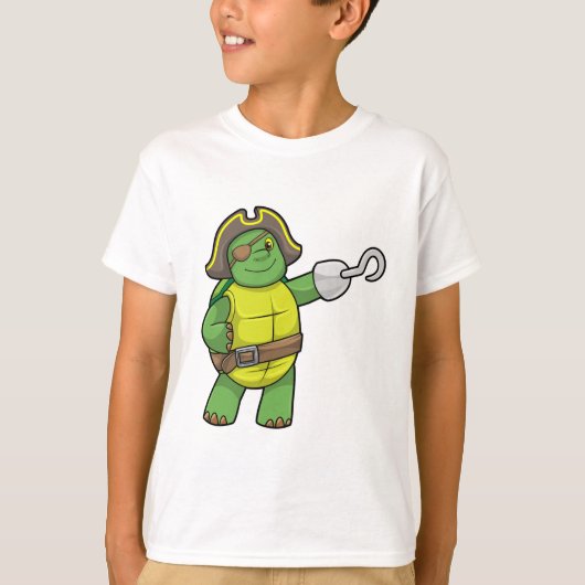 Schildkröte als Pirate mit Hooked-Hand und Augenpf T-Shirt (Vorderseite)