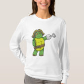 Schildkröte als Pirate mit Hooked-Hand und Augenpf T-Shirt (Vorderseite)