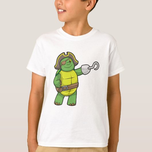 Schildkröte als Pirate mit Hooked-Hand und Augenpf T-Shirt (Vorderseite)