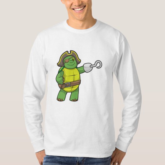 Schildkröte als Pirate mit Hooked-Hand und Augenpf T-Shirt (Vorderseite)