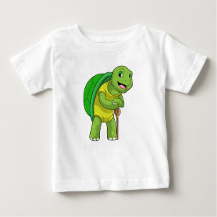 Schildkröte als Rentner mit Gehstock Baby T-shirt