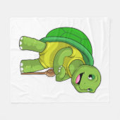 Schildkröte als Rentner mit Gehstock Fleecedecke (Vorderseite (Horizontal))