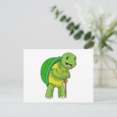 Schildkröte als Rentner mit Gehstock Postkarte (Stehend Vorderseite)