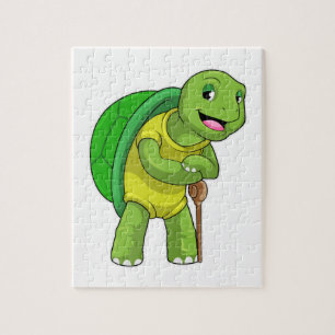 Schildkröte als Rentner mit Gehstock Puzzle