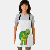 Schildkröte als Rentner mit Gehstock Schürze (Insitu)