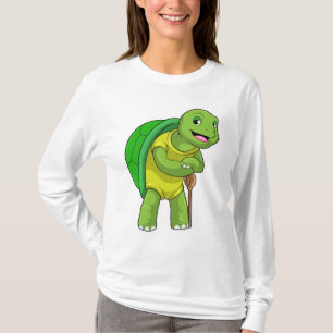 Schildkröte als Rentner mit Gehstock T-Shirt