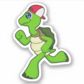 Schildkröte als Runner mit Cap Aufkleber (Vorderseite)