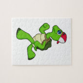Schildkröte als Runner mit Cap Puzzle (Horizontal)