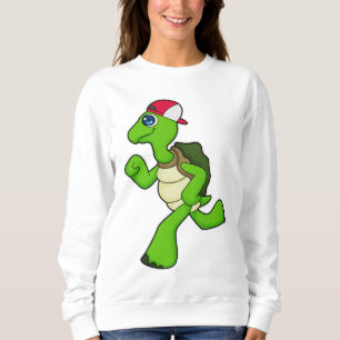 Schildkröte als Runner mit Cap Sweatshirt