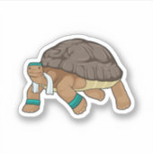 Schildkröte als Runner mit Handtuch Aufkleber (Vorderseite)