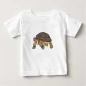 Schildkröte als Runner mit Handtuch Baby T-shirt (Vorderseite)
