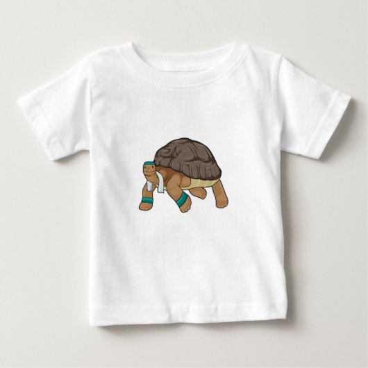 Schildkröte als Runner mit Handtuch Baby T-shirt (Vorderseite)