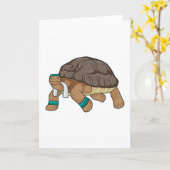 Schildkröte als Runner mit Handtuch Karte (Gelbe Blume)