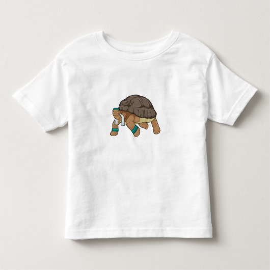 Schildkröte als Runner mit Handtuch Kleinkind T-shirt (Vorderseite)