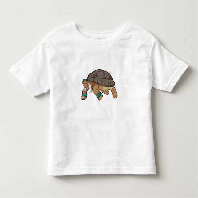 Schildkröte als Runner mit Handtuch Kleinkind T-shirt (Vorderseite)