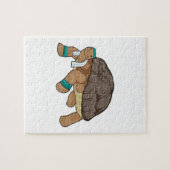 Schildkröte als Runner mit Handtuch Puzzle (Horizontal)