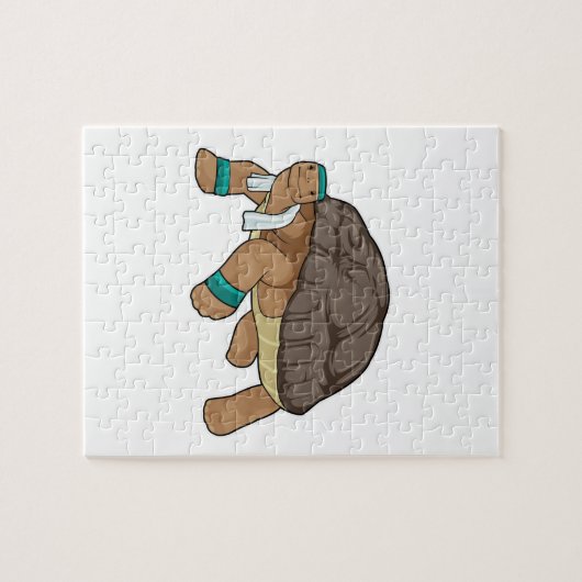 Schildkröte als Runner mit Handtuch Puzzle (Horizontal)