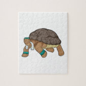 Schildkröte als Runner mit Handtuch Puzzle (Vertikal)