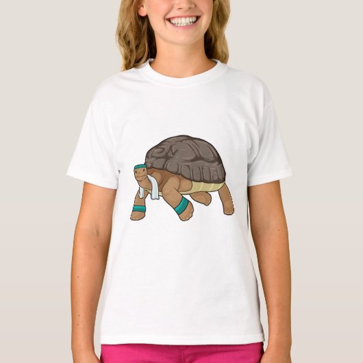 Schildkröte als Runner mit Handtuch T-Shirt (Vorderseite)
