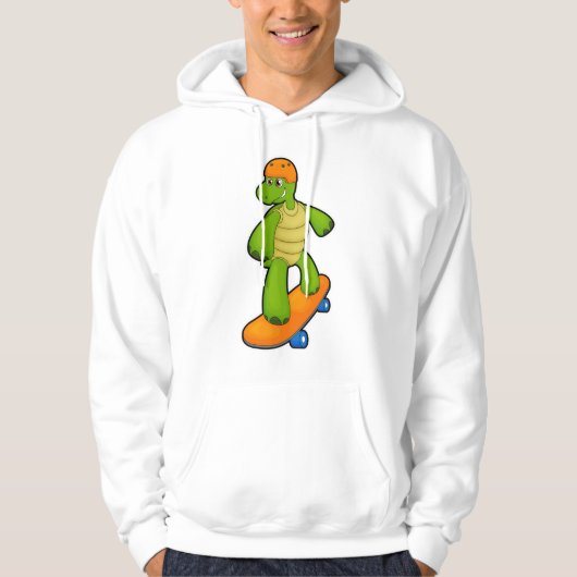 Schildkröte als Skateboarder mit Skateboard & Helm Hoodie (Vorderseite)