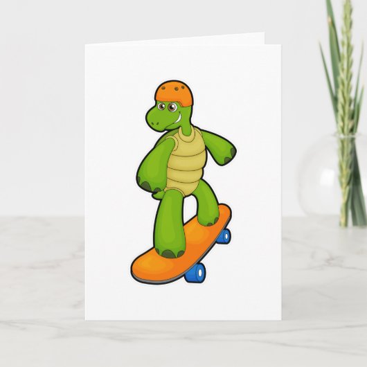 Schildkröte als Skateboarder mit Skateboard & Helm Karte (Vorderseite)