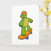 Schildkröte als Skateboarder mit Skateboard & Helm Karte (Gelbe Blume)