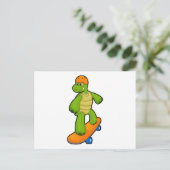 Schildkröte als Skateboarder mit Skateboard & Helm Postkarte (Stehend Vorderseite)