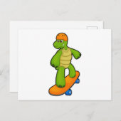 Schildkröte als Skateboarder mit Skateboard & Helm Postkarte (Vorne/Hinten)