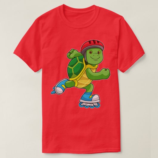 Schildkröte als Skater mit Inline-Skaten Helm T-Shirt (Design vorne)