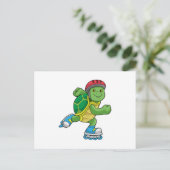 Schildkröte als Skater mit Inline-Skaten und Helm Postkarte (Stehend Vorderseite)