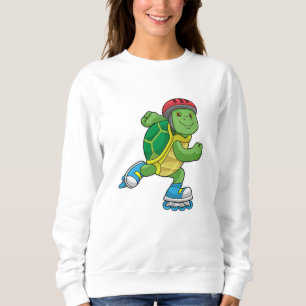 Schildkröte als Skater mit Inline-Skaten und Helm Sweatshirt