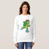 Schildkröte als Skater mit Inline-Skaten und Helm Sweatshirt (Vorne ganz)